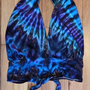 Blue and Purple Tie-Dye Halter Top